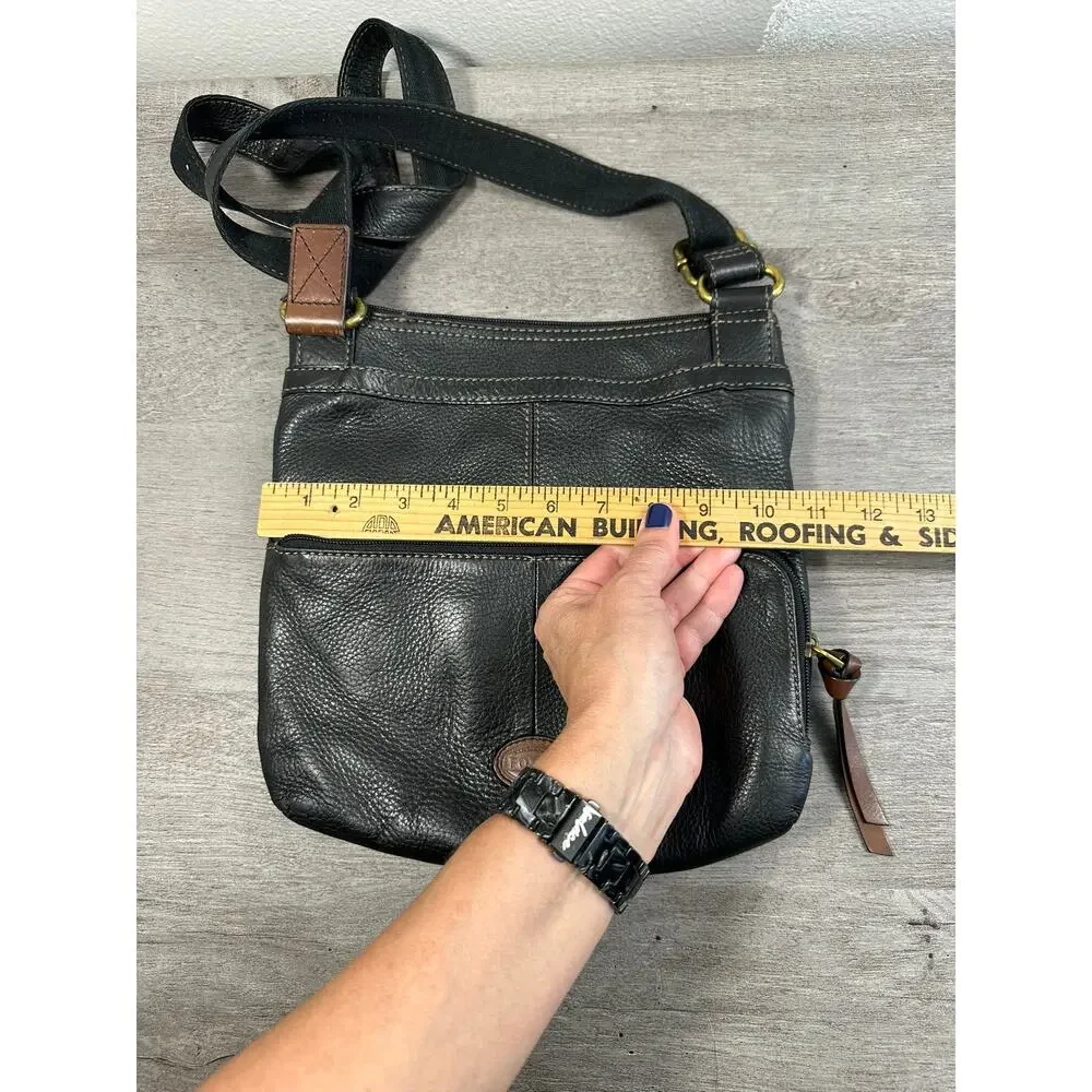Fossil Morgan Handbag Traveler Pebble Black Leather Crossbody